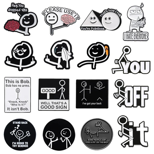 Hey You Dropped This Funny Sarcasm Enamel Pin Cartoon Bob No Arms Joke Metal Badge Gift