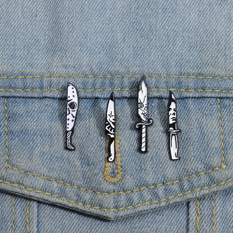 Horror Dagger Enamel Pins Gothic Halloween Jewelry