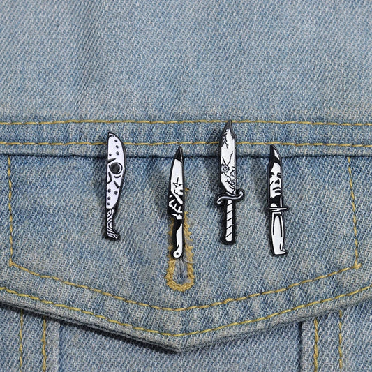 Horror Dagger Enamel Pins Gothic Halloween Jewelry