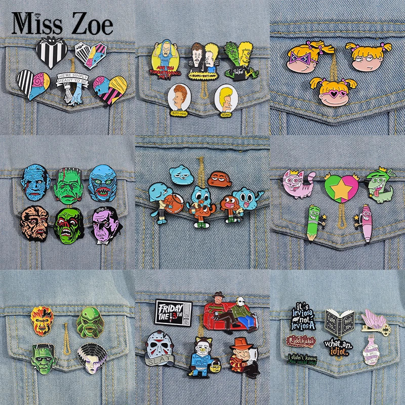 Anime Character Enamel Pins Set 3-6 pcs Movie Brooches Lapel Badges Punk Jewelry Gift for Fans