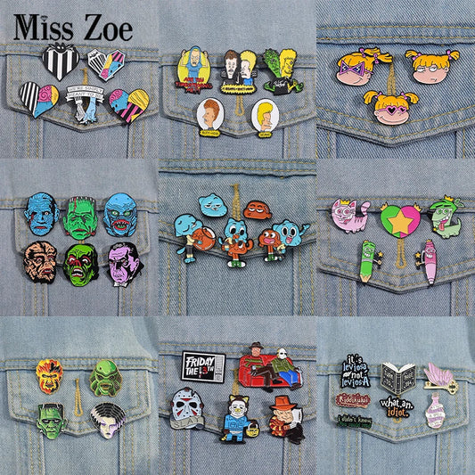 Anime Character Enamel Pins Set 3-6 pcs Movie Brooches Lapel Badges Punk Jewelry Gift for Fans