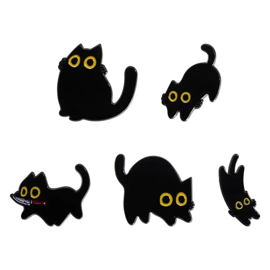 Cute Black Kitten Enamel Pin Cat Brooch Lapel Badge Jewelry Gift