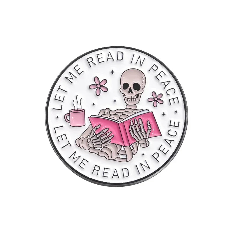 Skeleton Reading Enamel Pins Custom Chapter Pin Doctor Brooches Backpack Lapel Badges Punk Jewelry Gift