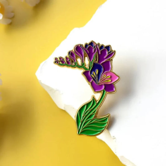 Iris Enamel Pin Floral Brooch Jewelry Gift Botanists Wholesale