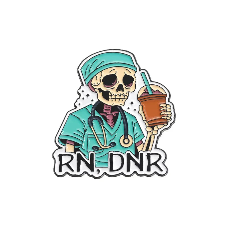 Surgeon Uniform Enamel Pins Skeleton Doctor Stethoscope Lapel Badge Brooch Gift