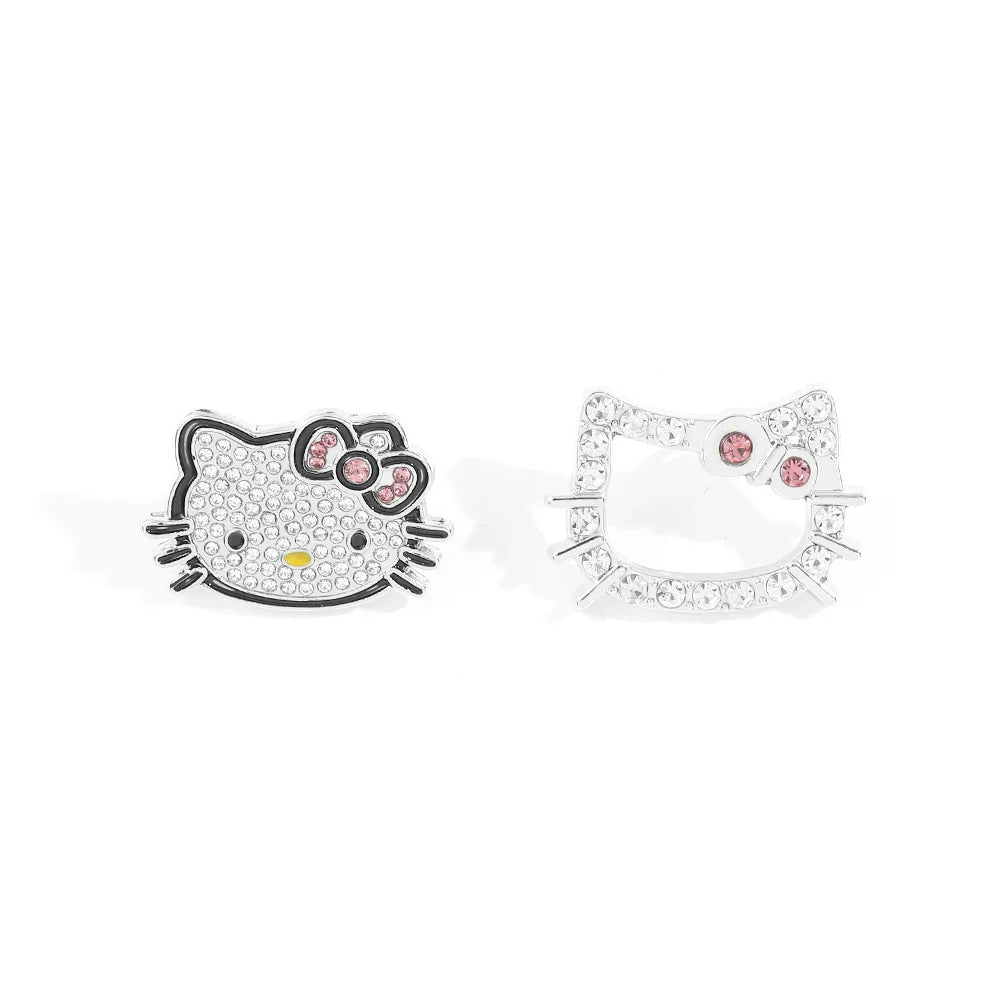 Hello Kitty Rhinestone Brooch Set - Cat Pin Jewelry for Backpack & Clothing