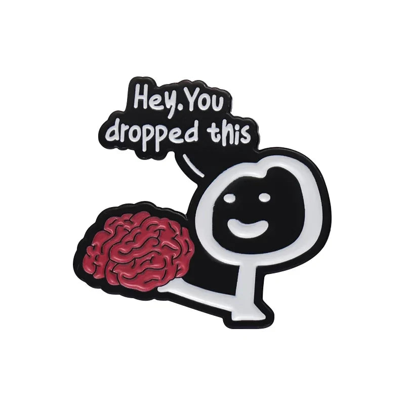 Brain Enamel Pin Brooch Badge Satirical Metal Lapel Decor Jewelry