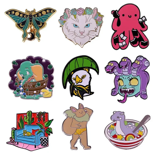 Cute Cartoon Animal Enamel Pins Lapel Badge Brooch for Kids Fashion Gifts