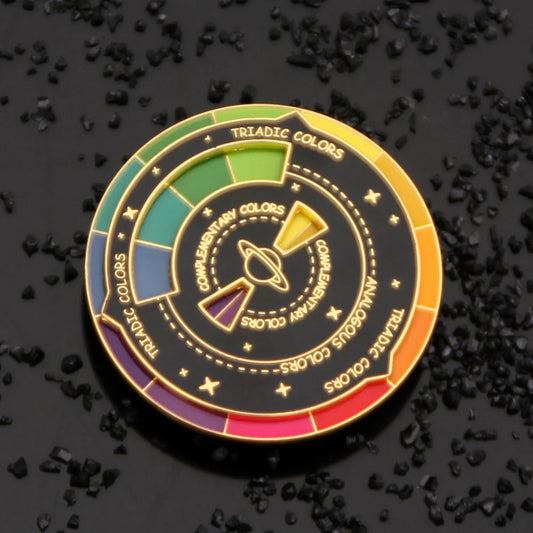 Spinning Color Compass Enamel Pin Rotatable Palette Brooch Color Wheel Badge