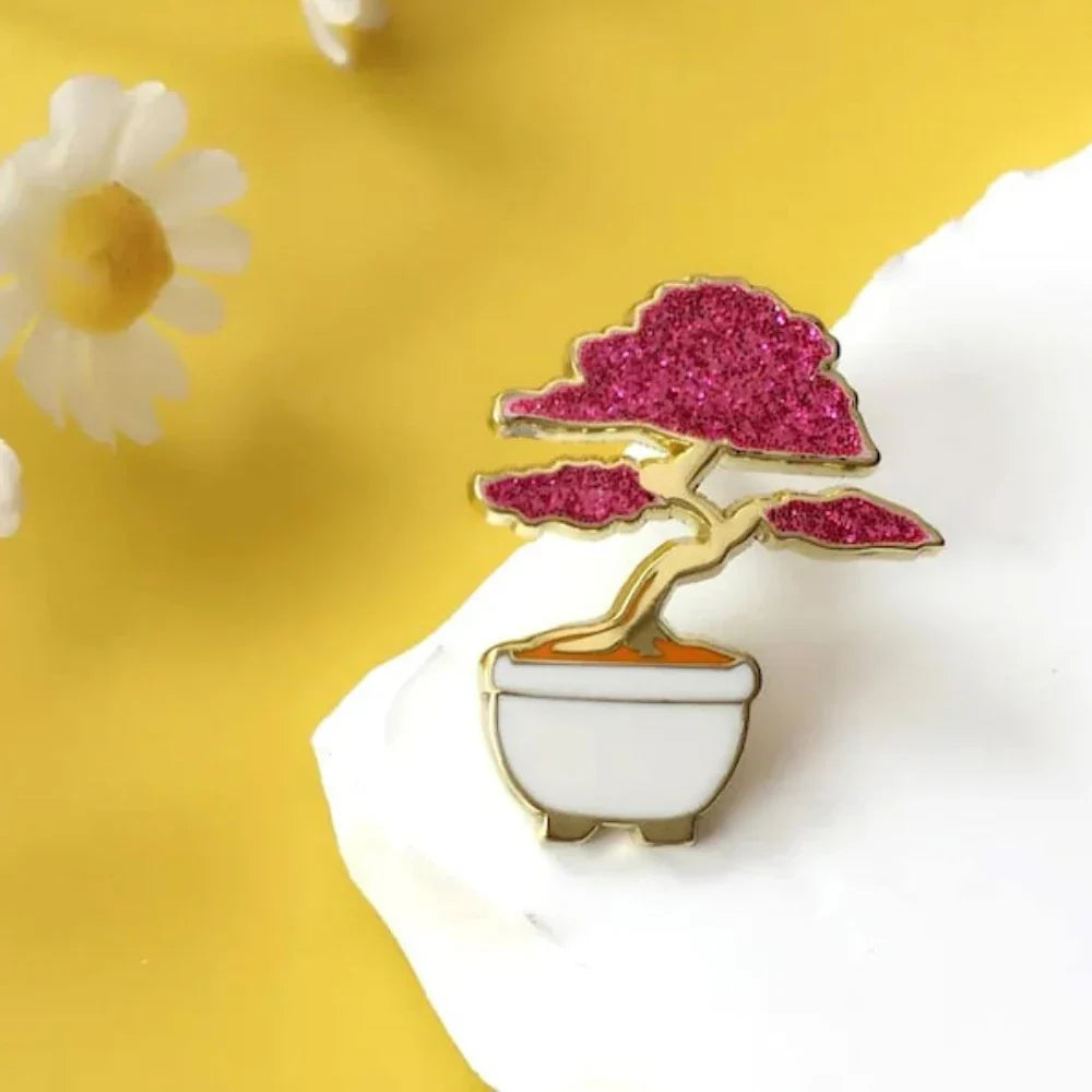 Potted Plant Enamel Pin Plant Killer Badge Brooch Jewelry Gift