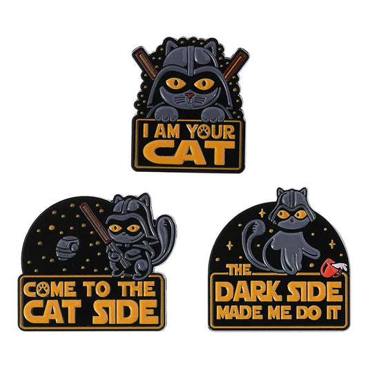 Dark Side Cat Enamel Pin Brooch Lapel Badge Punk Jewelry Gift