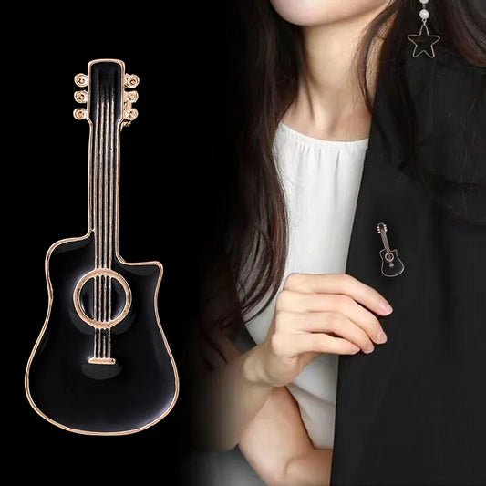 Black Guitar Violin Enamel Brooch Music Pin Badge Jewelry
