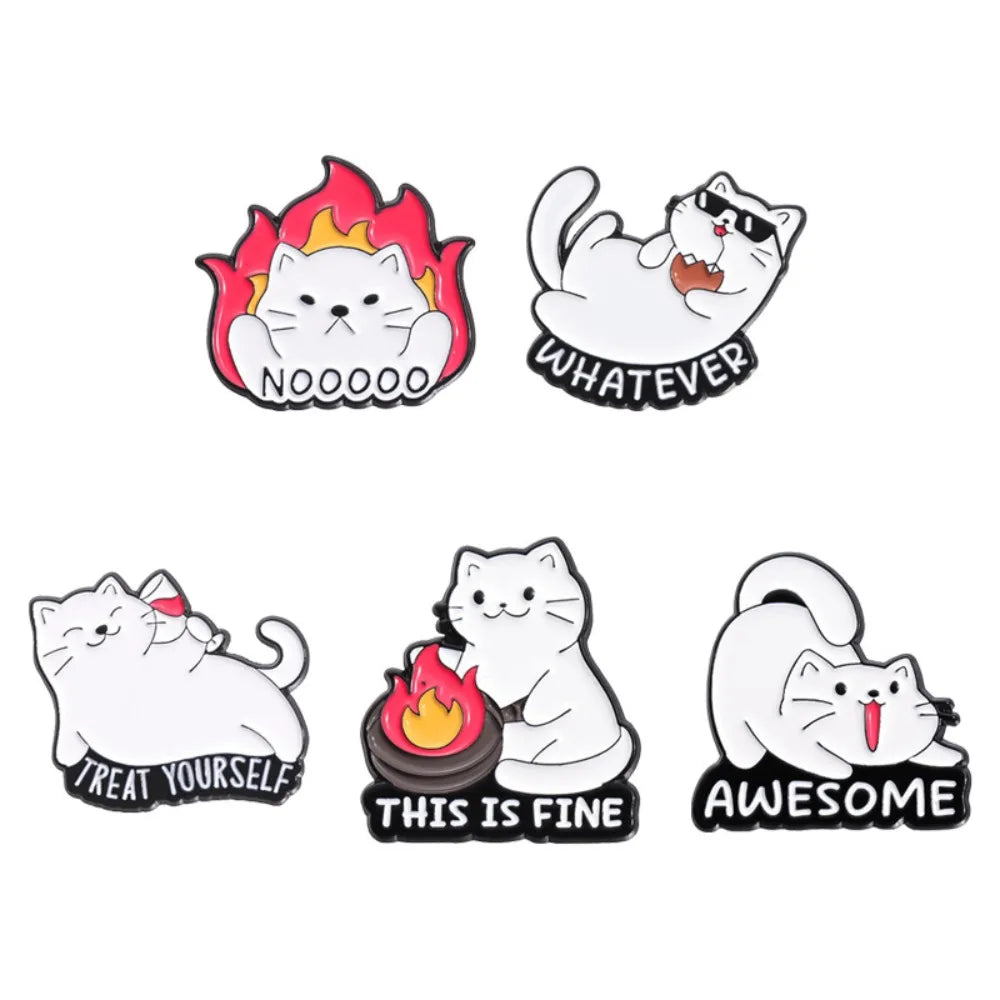 Cartoon Cat Brooch Cute Animal Badge Backpack Clothing Accessories Pins Gifts