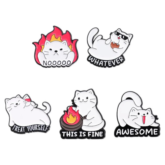 Cartoon Cat Brooch Cute Animal Badge Backpack Clothing Accessories Pins Gifts