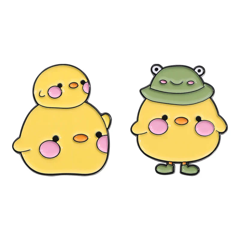 Cute Yellow Duck Enamel Pins Kawaii Animal Brooches Lapel Backpack Badge Gifts