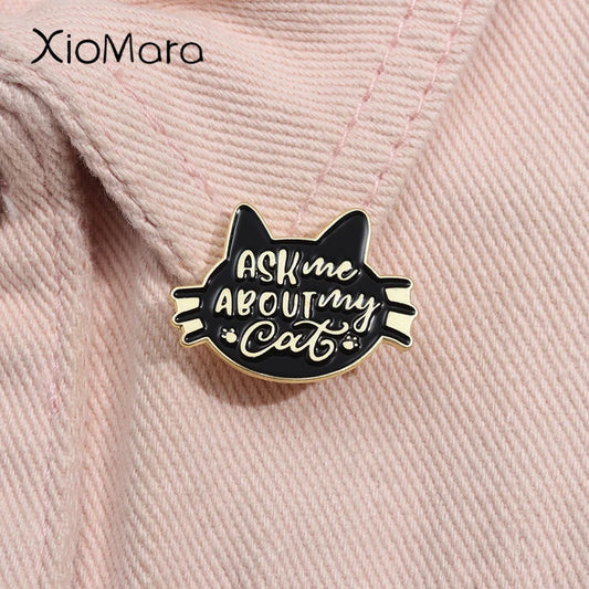 Cat Enamel Pin Punk Kitten Brooch Lapel Backpack Jacket Badge Jewelry Gift