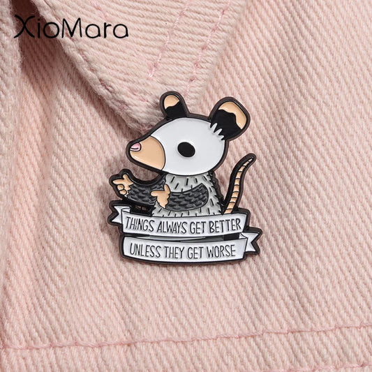 Cartoon Rat Enamel Pin Brooch Lapel Backpack Jewelry Gift