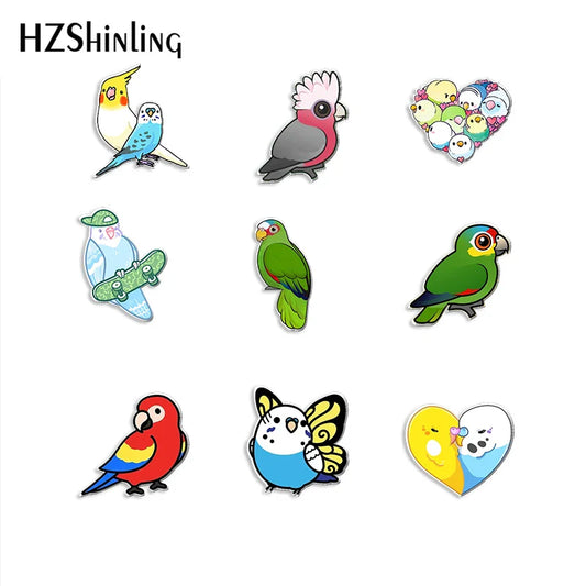 Colorful Parrot Cockatiel Bird Acrylic Brooch Pin