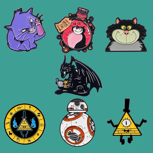 Black Cat Cartoon Enamel Pin Brooch for Backpacks and Clothes