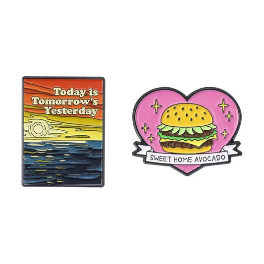Cartoon Enamel Pins Heart Burger Brooch Lapel Badge Jewelry Accessories