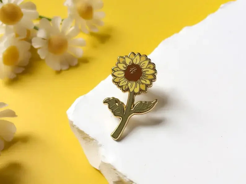 Sunflower Enamel Pin Floral Brooch Jewelry Gift Wholesale