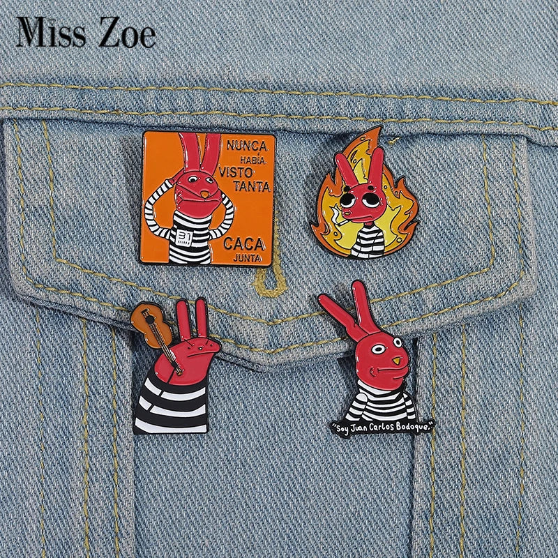 Red Rabbit Enamel Pins Custom Brooches Lapel Badges Animal Jewelry Gift