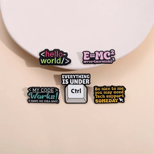 Enamel Pin Ctrl Keyboard Energy Equation Brooch IT Jewelry Gifts