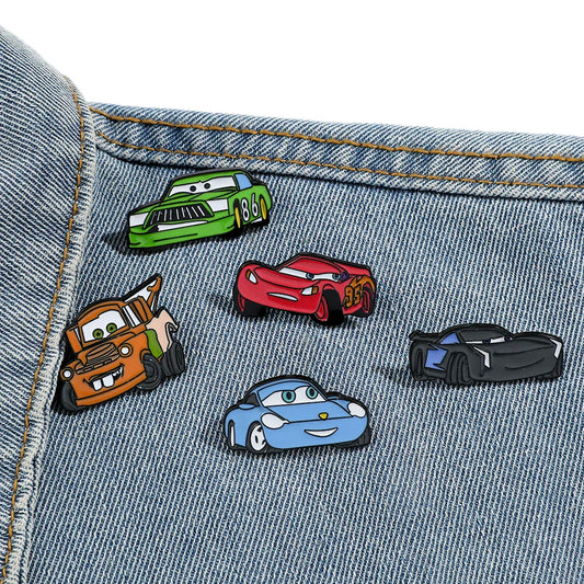5Pcs Cartoon Cars Brooch Set: Lightning McQueen, Mater, Sally Enamel Pins for Clothing & Backpacks