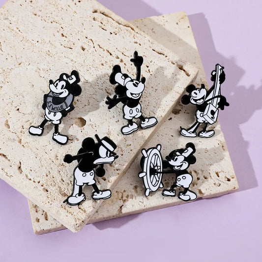 Mickey Mouse Enamel Pin Set - Cartoon Rat Brooch Badge Jewelry