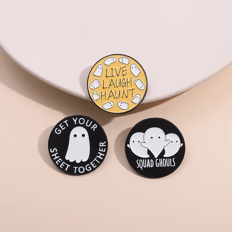 Ghous Boo Ghost Enamel Pins Halloween Brooches Lapel Badge Gift
