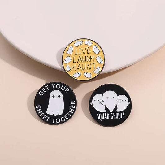 Ghous Boo Ghost Enamel Pins Halloween Brooches Lapel Badge Gift