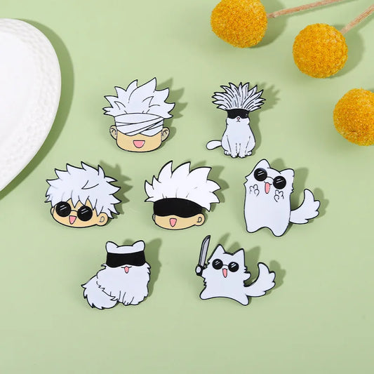 Anime Tiger Brooch Set - Cartoon Cat Alloy Badge with Sunglasses