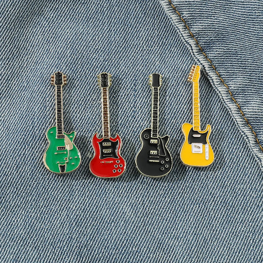 ZAKOL Vintage Enamel Guitar Brooch Pin Jewelry Gift