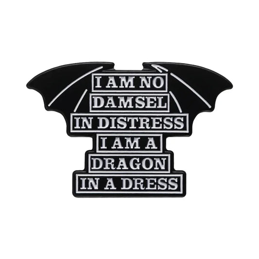 Dragon in a Dress Enamel Pin - Motivational Brooch Jewelry Gift