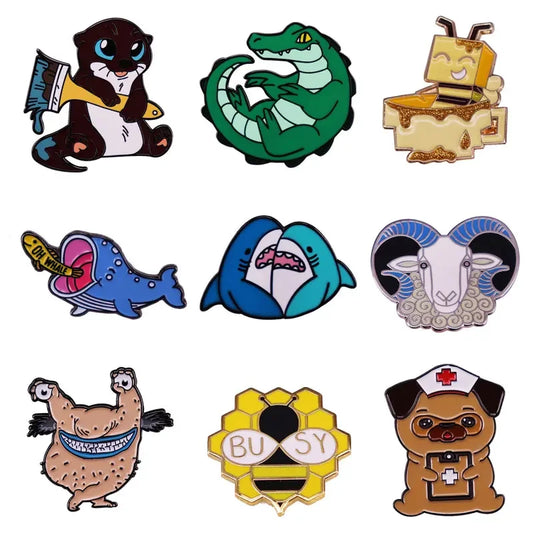 Cute Animal Cartoon Enamel Pins Metal Badge Brooch for Jackets & Backpacks