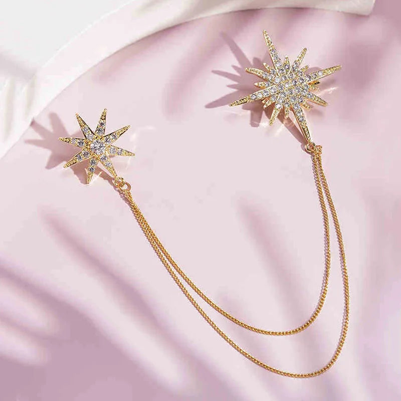 Elegant Crystal Hexagram Brooch Pin Jewelry