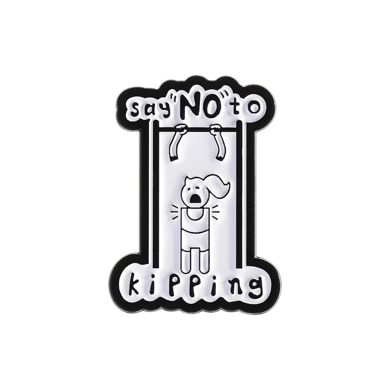 No Kipping Enamel Pin Brooch Funny Fitness Lapel Badge Backpack Accessory Gift