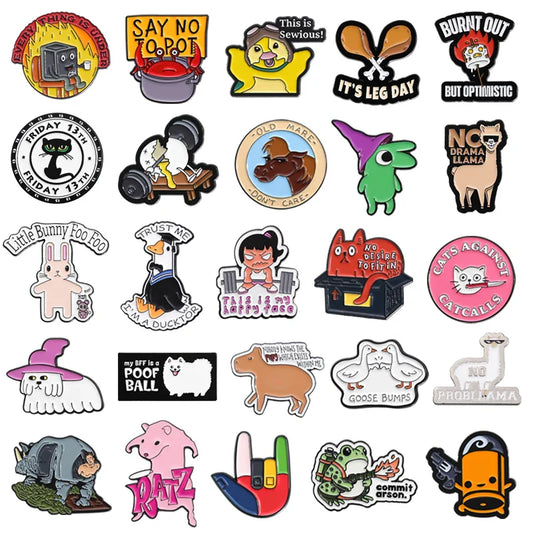 Cute Animal Enamel Pins: Rabbit, Dog, Frog, Alpaca Brooches Jewelry Gifts