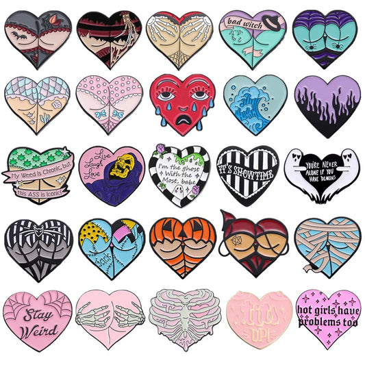 Halloween Enamel Pin: Spider, Skeleton Hand, Bat, Ghost, Pumpkin, Sexy Butt Brooch Lapel Badge Jewelry Gift