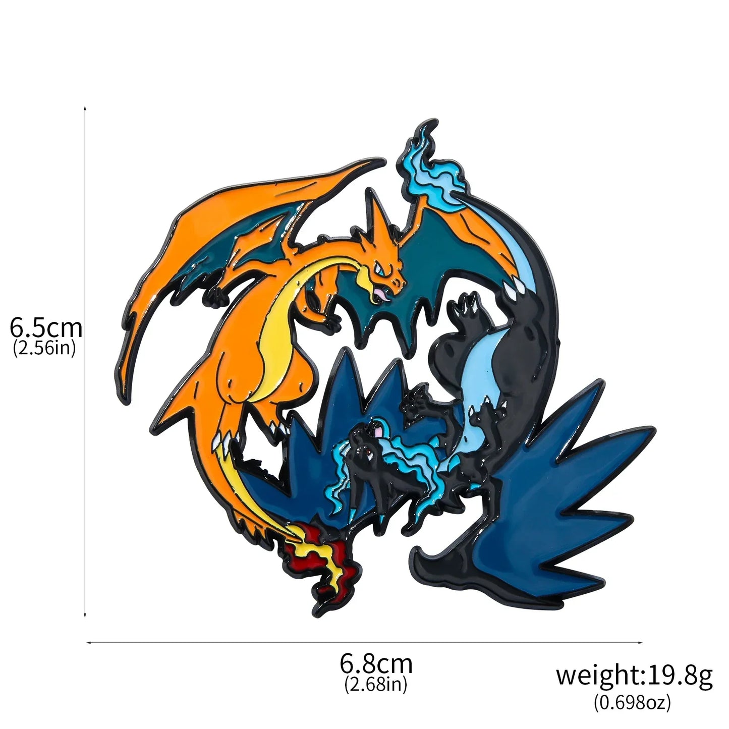Charizard Enamel Lapel Pin - Fire Dragon Metal Brooch for Fans