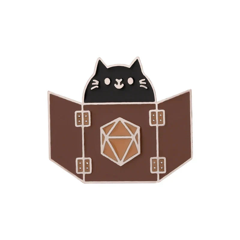 Cute Cat Enamel Pins Cartoon Game Cat Book Brooch Backpack Lapel Pin Gift Kids Jewelry