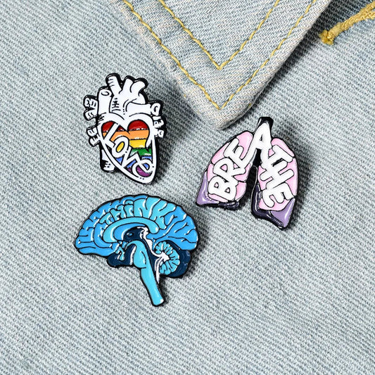 Organ Blue Heart Liver Enamel Pin Brooch Badge Fashion Accessory