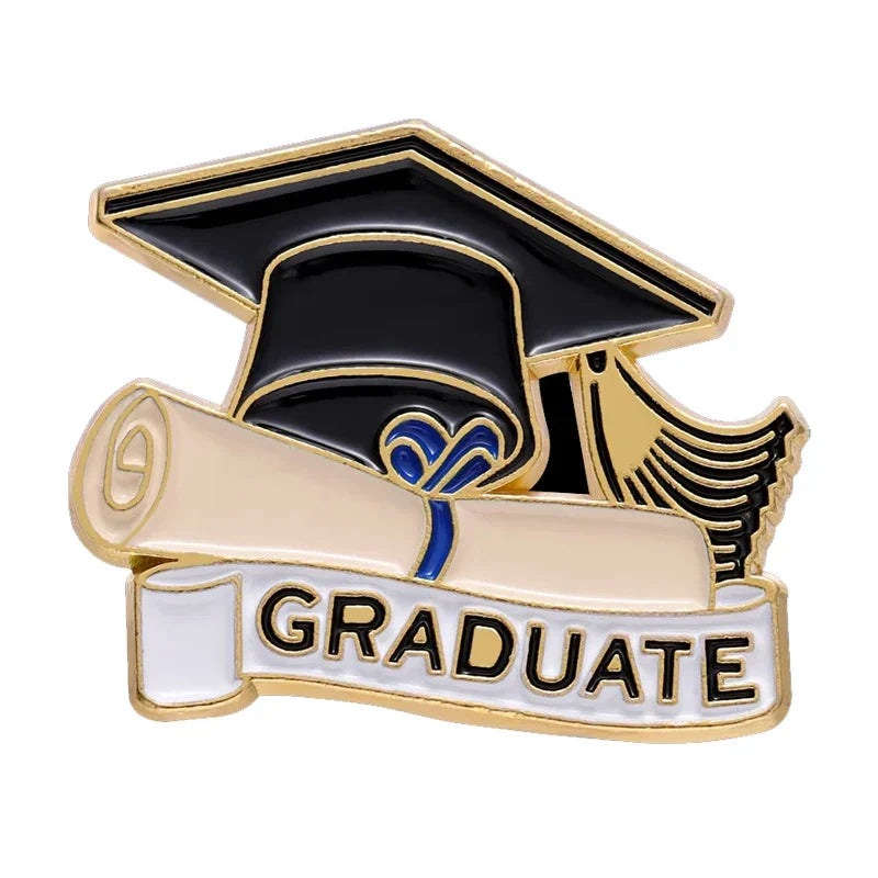 Graduation Enamel Pin Bachelor's Hat Brooch Lapel Badge Pink Jewelry Gift