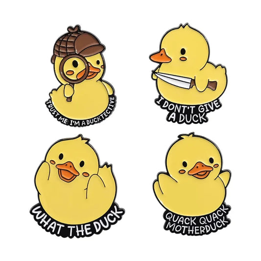 Ducktective Enamel Pin Cute Yellow Duck Brooch Lapel Badge Jewelry Gifts