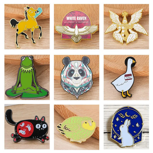 Funny Animal Enamel Pin Yellow Horse Lapel Badge Brooch for Jacket Backpack Gifts