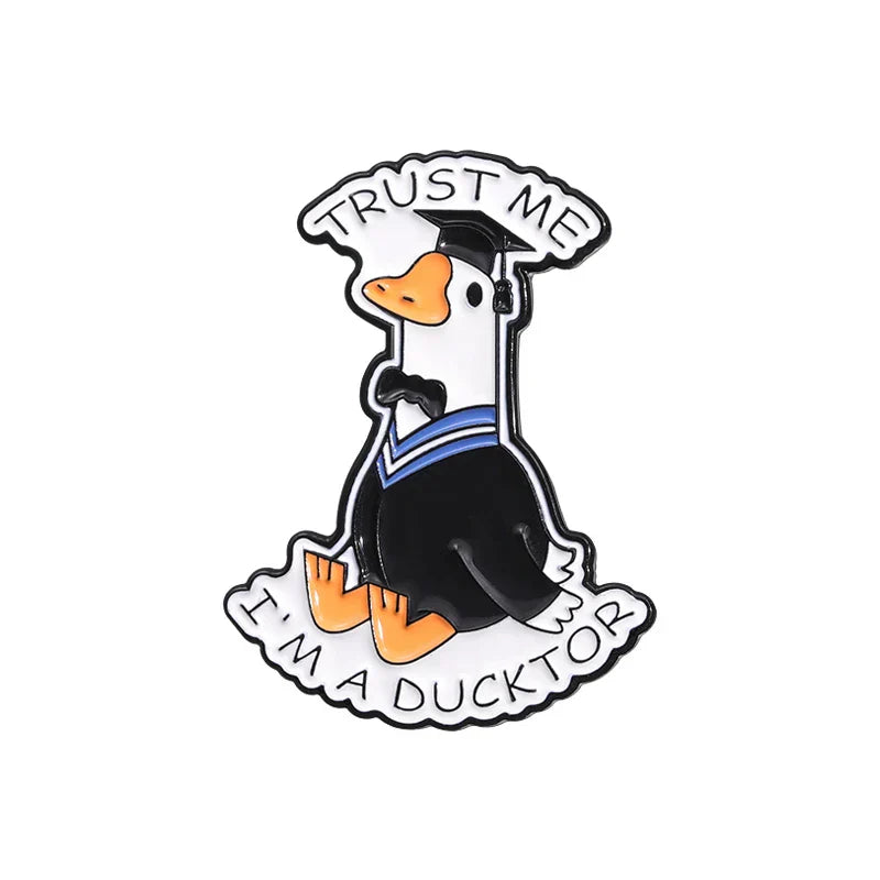 Trust Me I'm a Ducktor Enamel Pin Graduation Hat Duck Brooch Lapel Badge