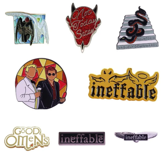 Hard Enamel Pin Comedy Series Angel Demon Crowley Snake Wings Brooch Jewelry Gifts