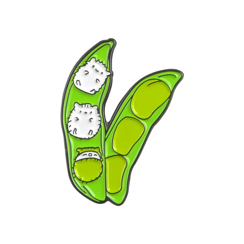 Cat Pea Plant Ghost Enamel Pins Brooches Badges Fashion Accessory
