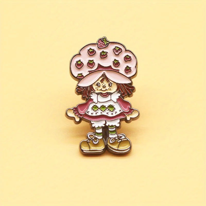 Kawaii Strawberry Girl Enamel Pin Cute Anime Badge Brooch Jewelry Gift