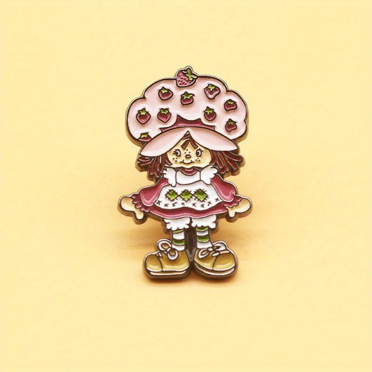 Kawaii Strawberry Girl Enamel Pin Cute Anime Badge Brooch Jewelry Gift